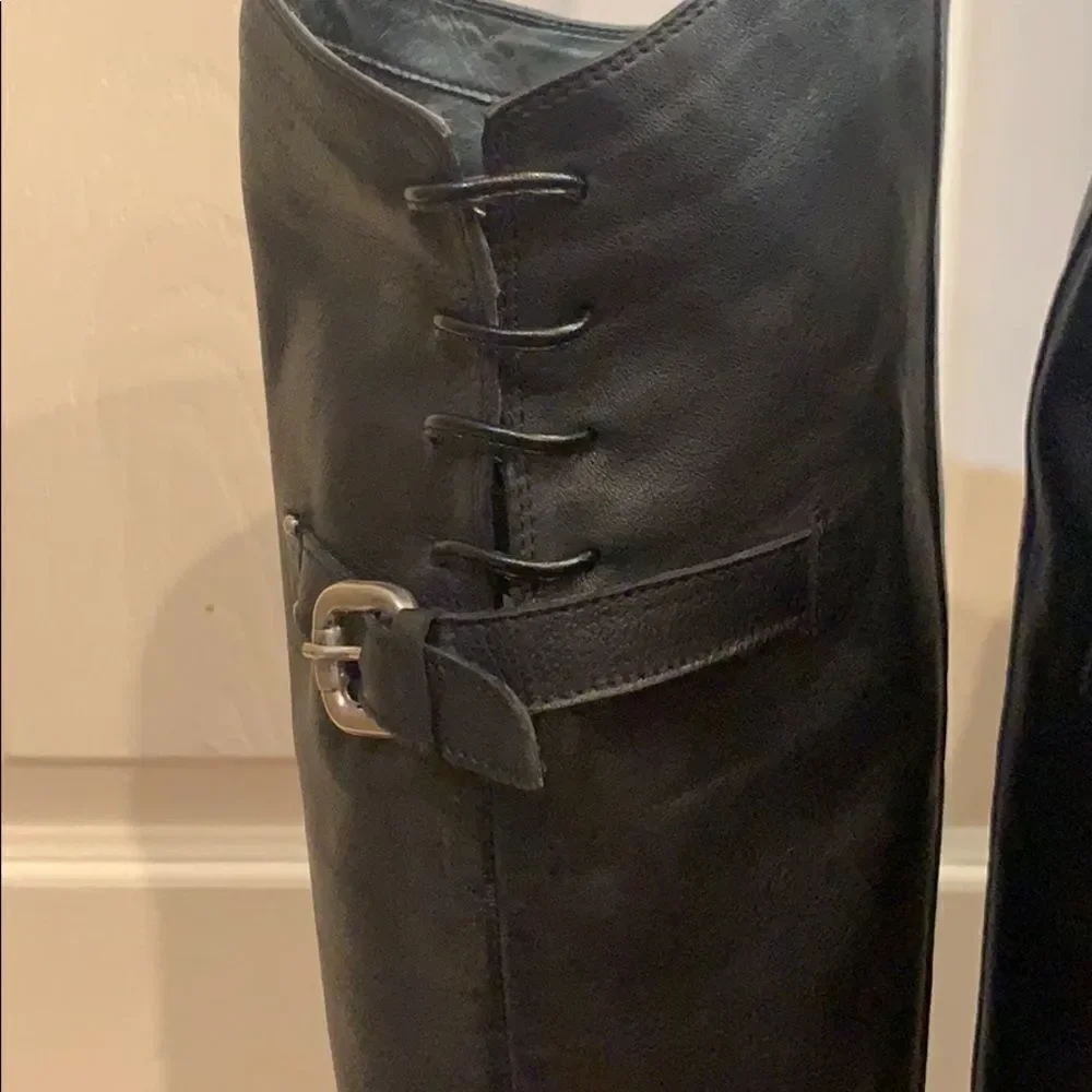 Eden Shoes black leather Over The Knee back buckle EU 37 Italy